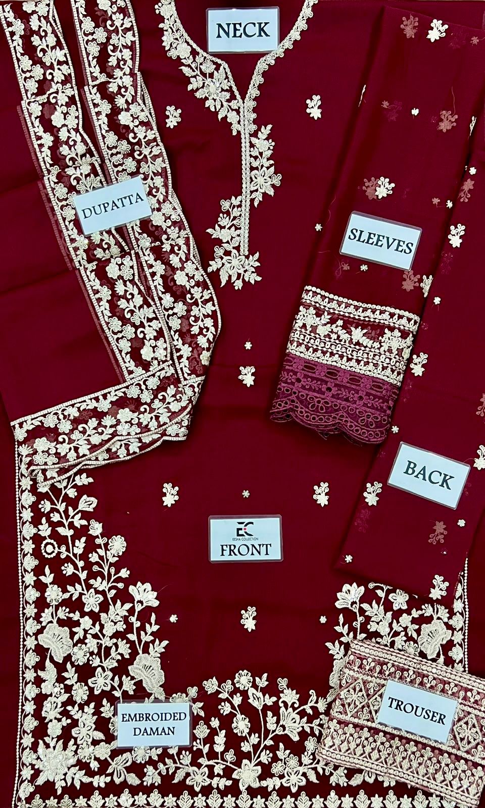 AZURE Chiffon Heavy Embroidered 3-Pcs