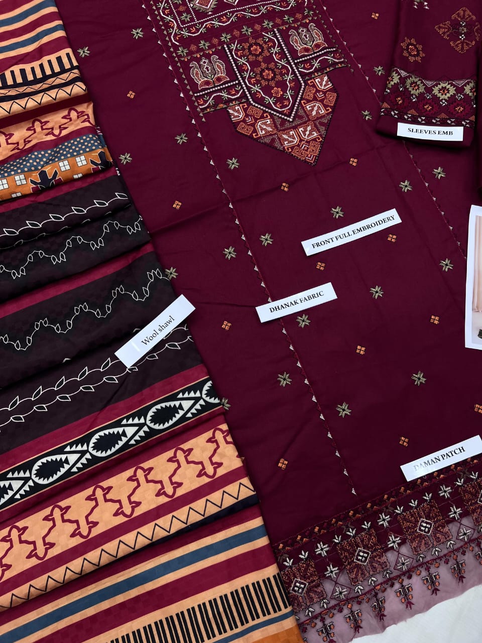 SAPPHIRE Premium Dhanak Embroidered 3-Pcs