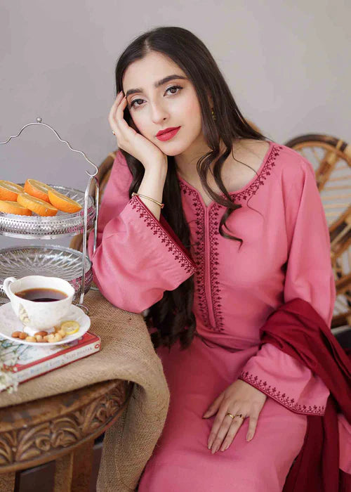 ASLING Embroidered Dhanak 3-Pc Suit
