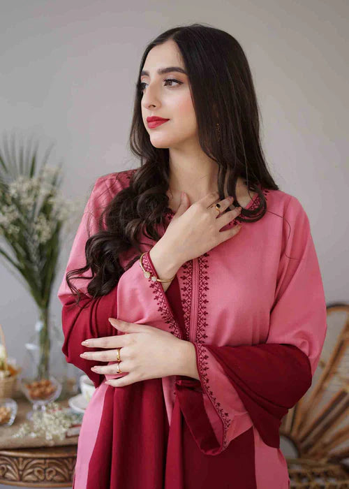 ASLING Embroidered Dhanak 3-Pc Suit