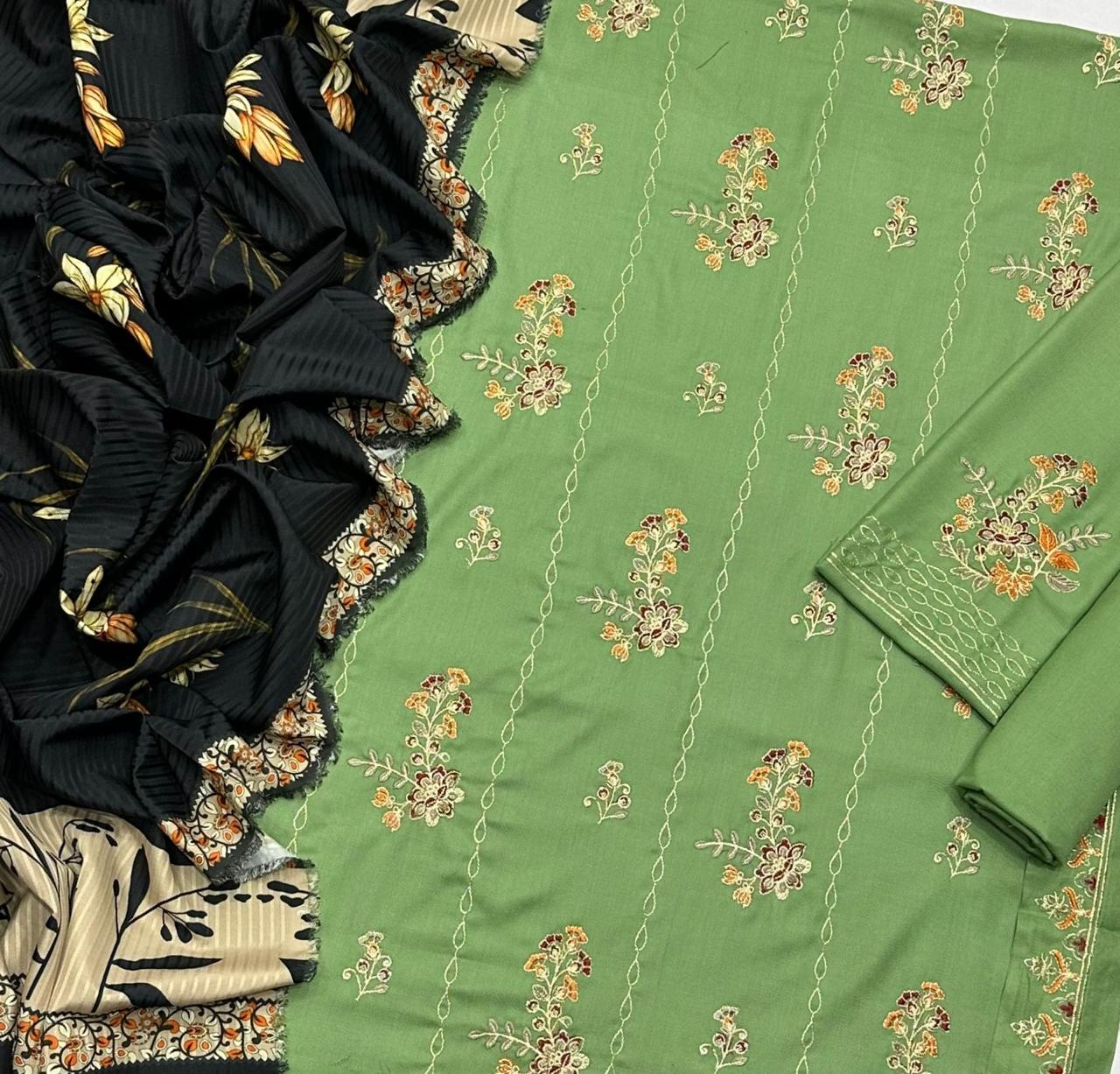 URGE Dhanak Embroidered 3-Pc Suit