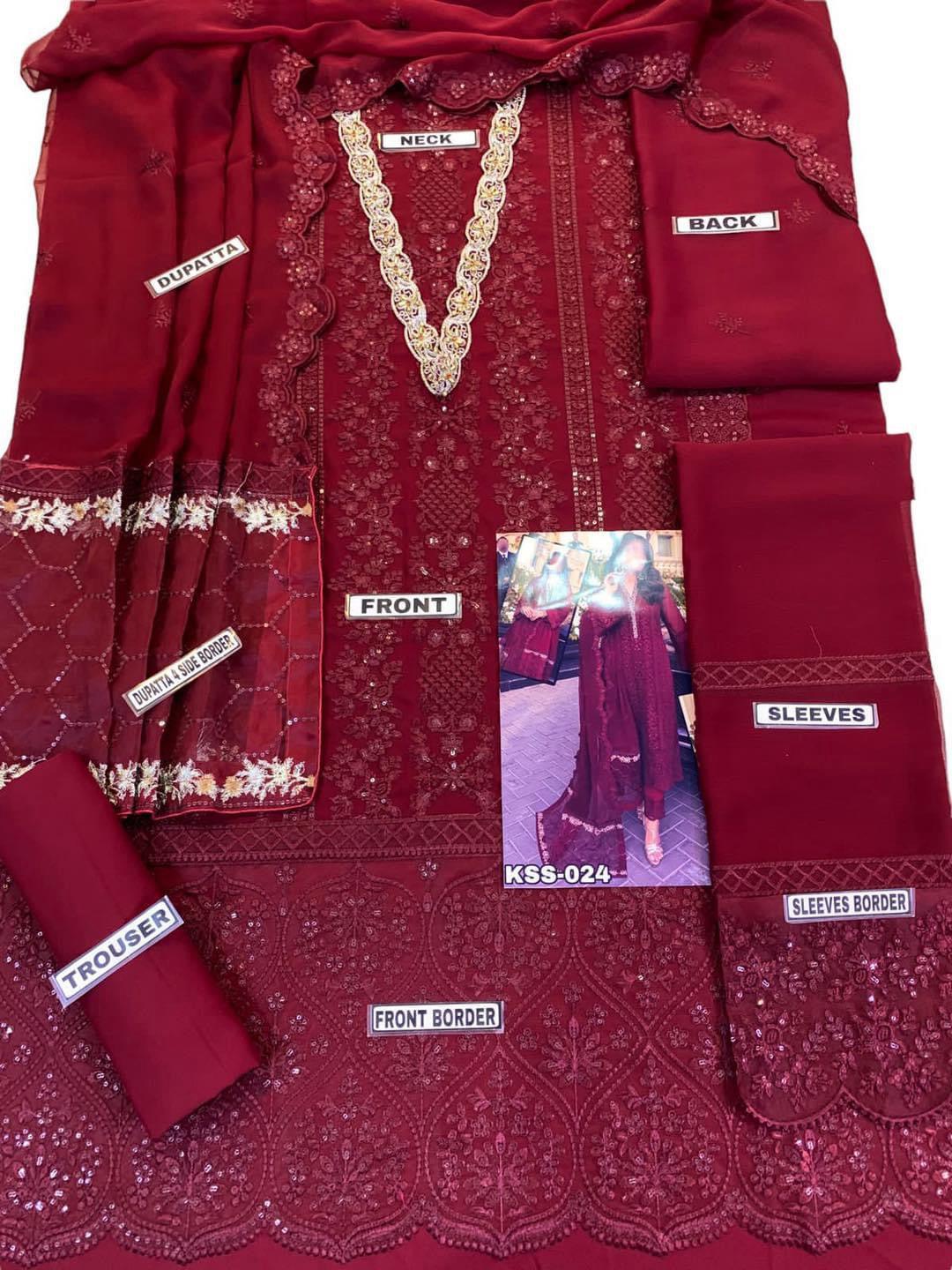 AZURE CHIFFON Stylish Fancy 3-Pc Suit
