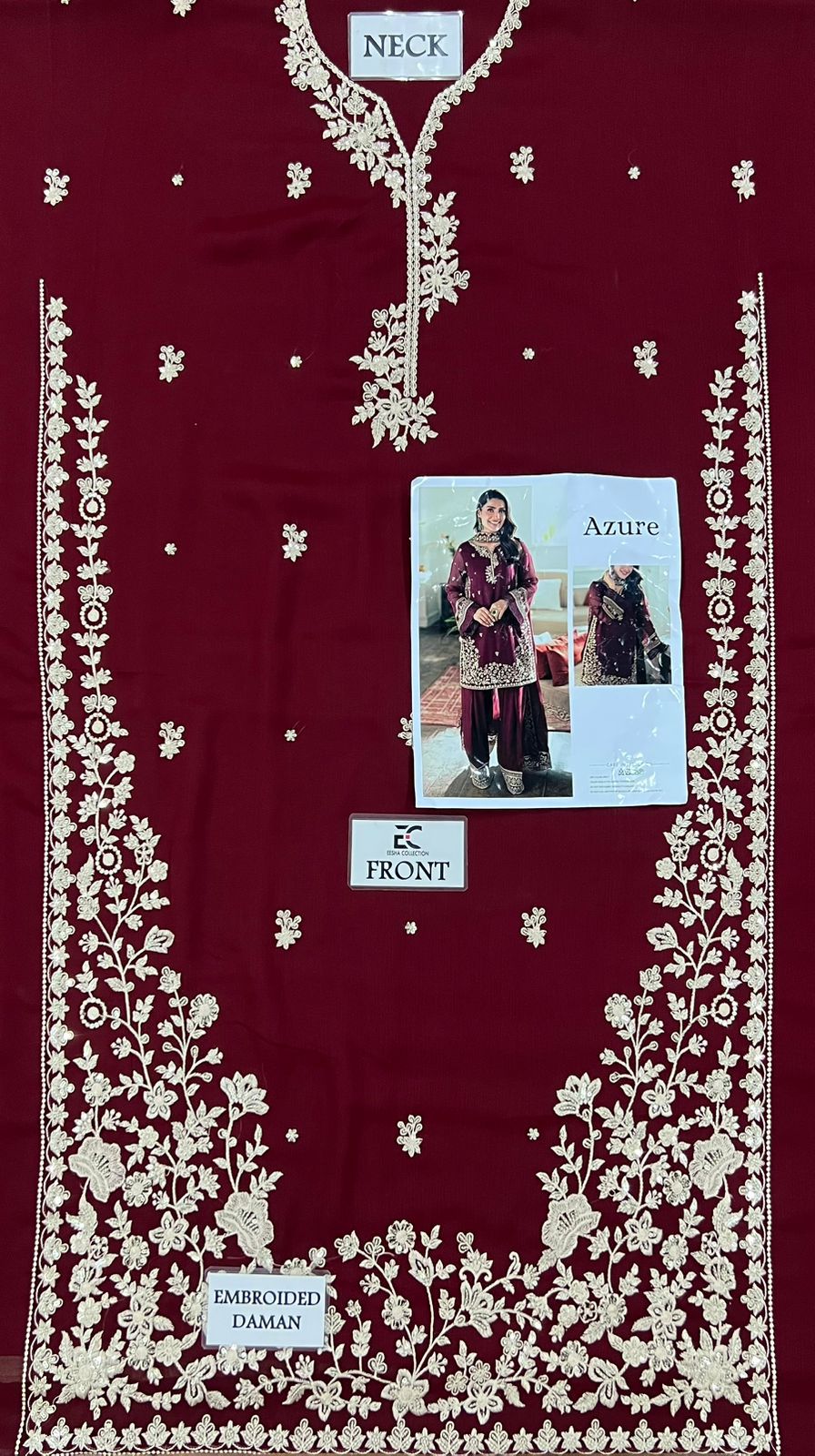 AZURE Chiffon Heavy Embroidered 3-Pcs