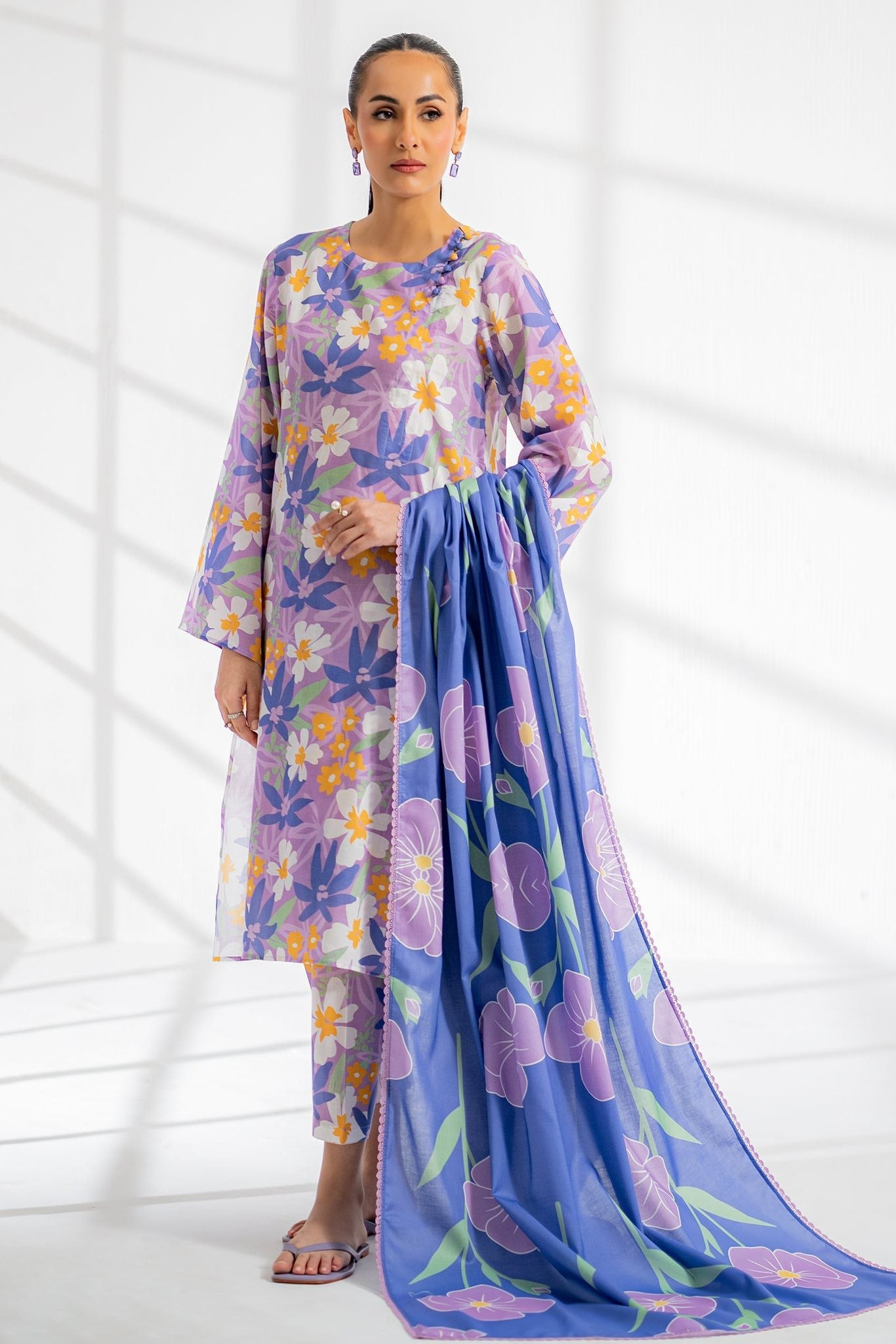EGO Viscose Digital Printed 3-Pc Suit