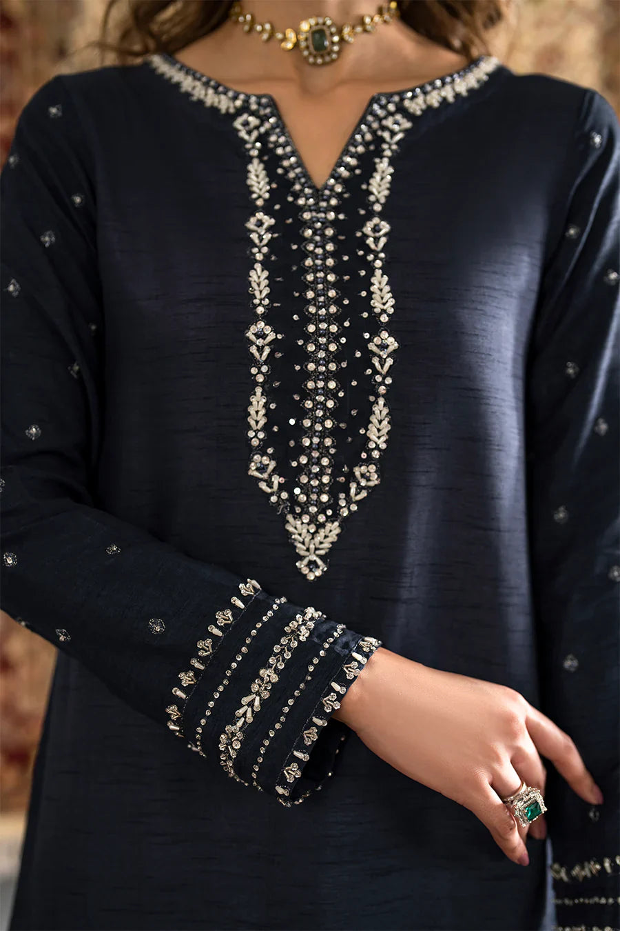 IZNIK Embroidered Soft Charmeuse silk 3-Pcs