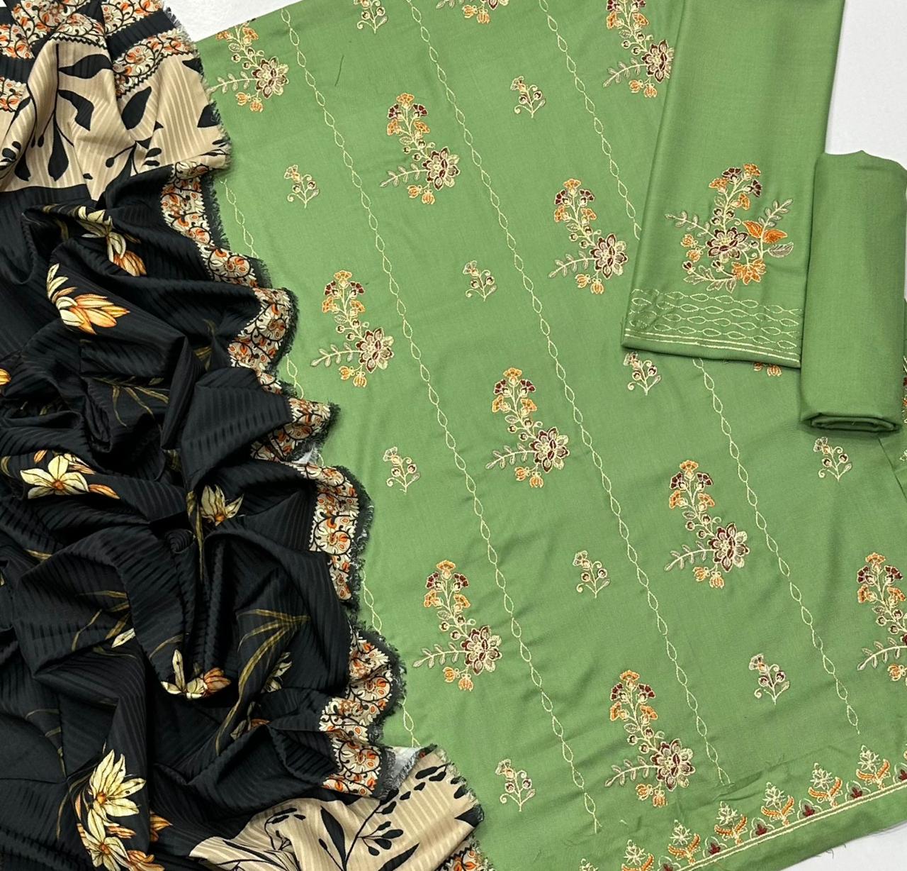 URGE Dhanak Embroidered 3-Pc Suit