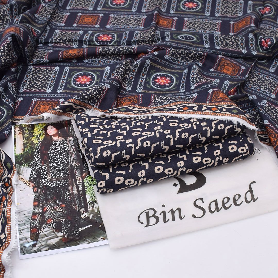 BIN SAEED Stylish Digital Khaddar 3-Pc Suit
