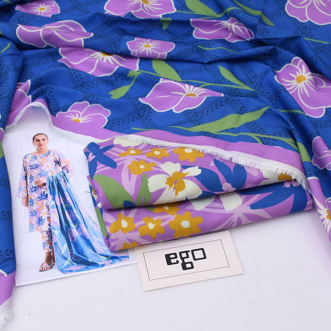 EGO Viscose Digital Printed 3-Pc Suit