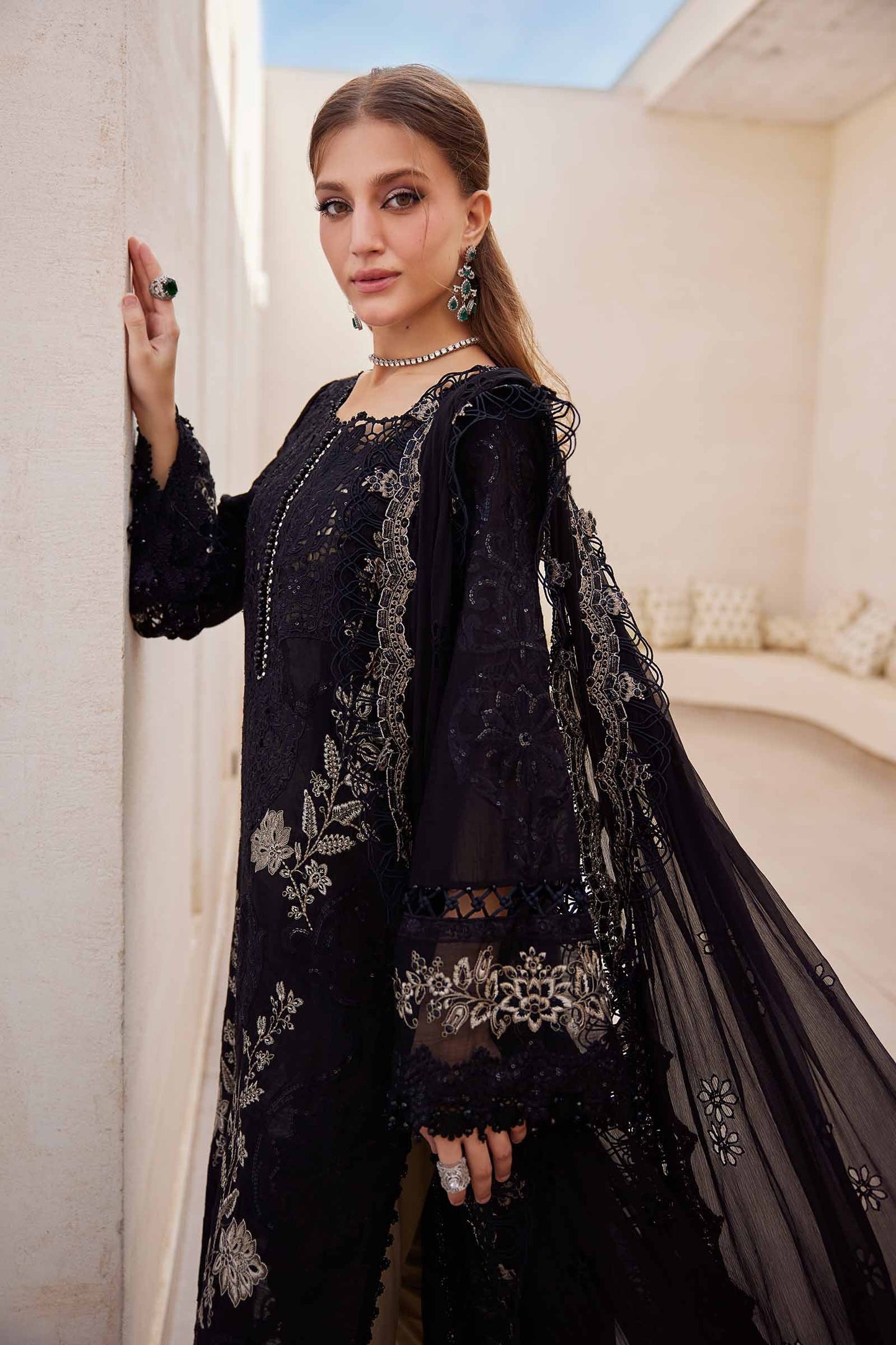 MARIA.B Luxury Embroidered Dhanak 3-Pcs