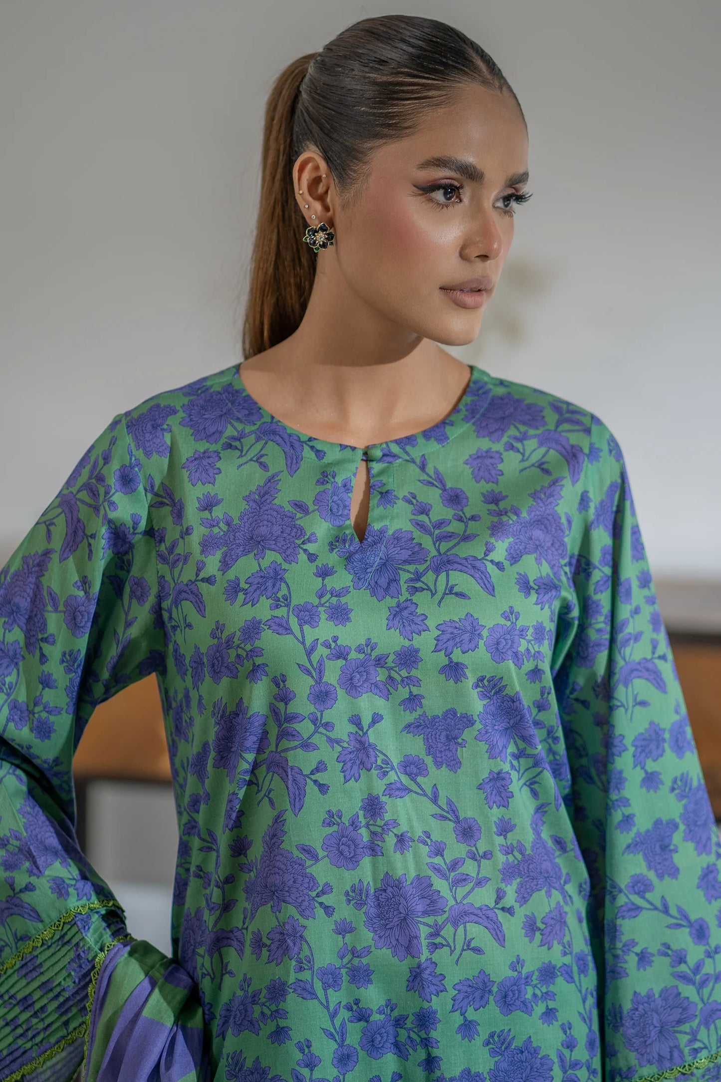 EGO Viscose Digital Printed 3-Pc Suit