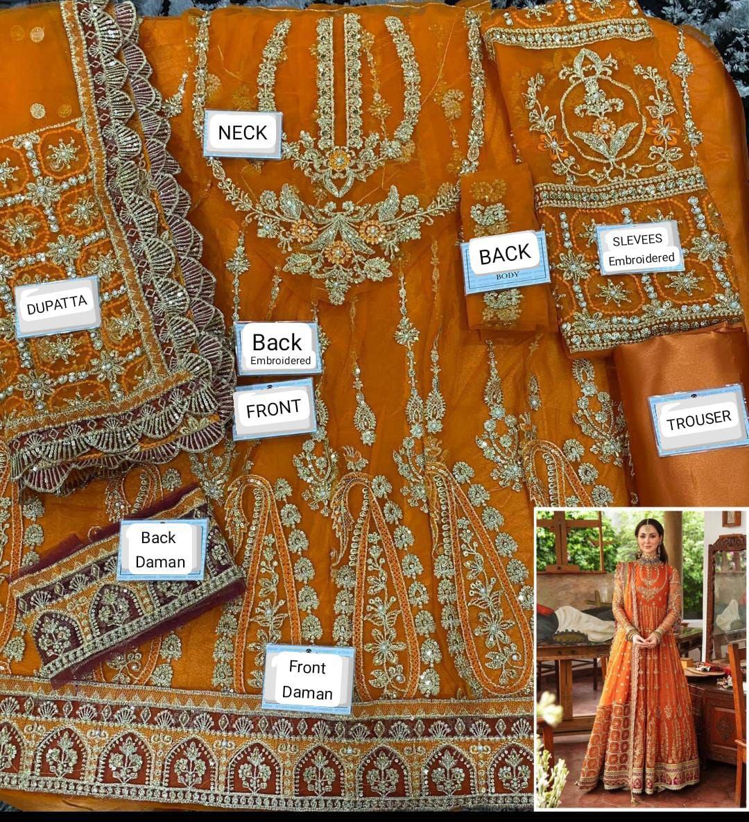 AFROZEH Net Wedding Luxury 3-Pcs