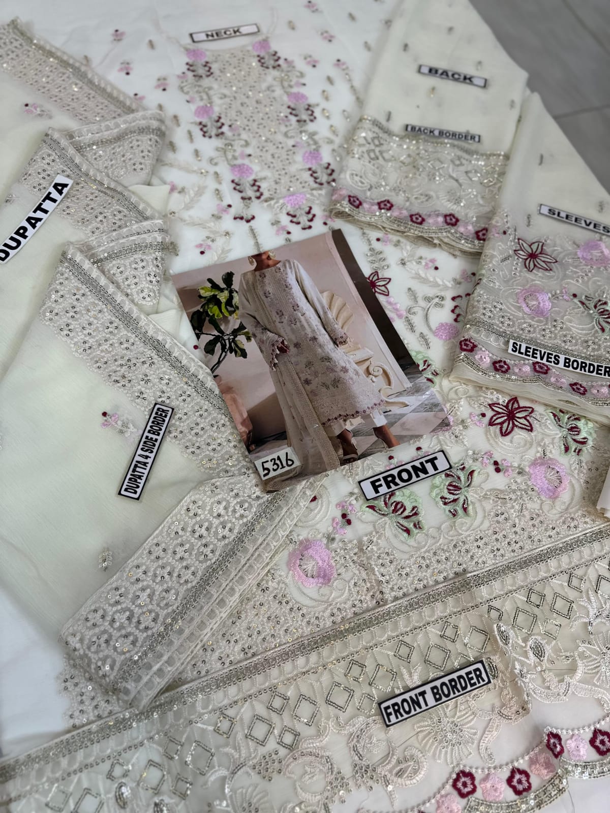 EMAN ADEEL Chiffon Heavy Embroidered 3-Pcs