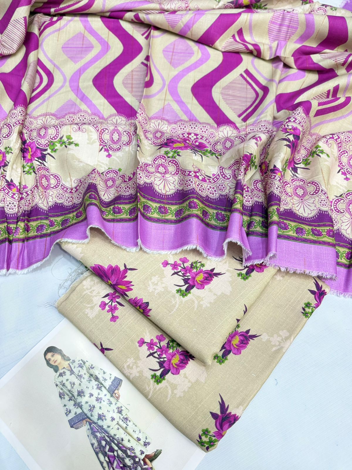 SAPPHIRE Premium Printed Khadar Vol 3-Pc Suit