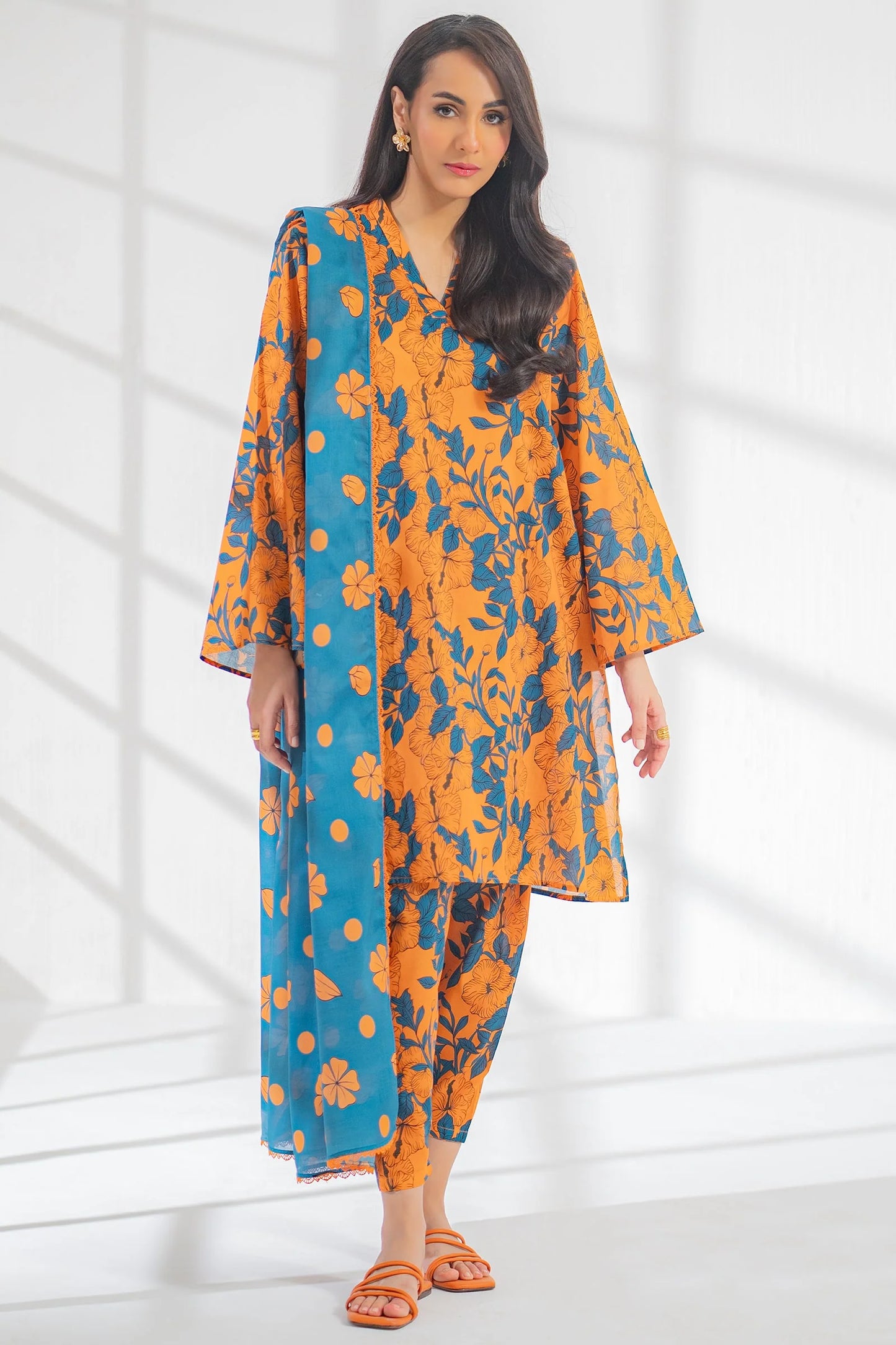 EGO Viscose Digital Printed 3-Pc Suit