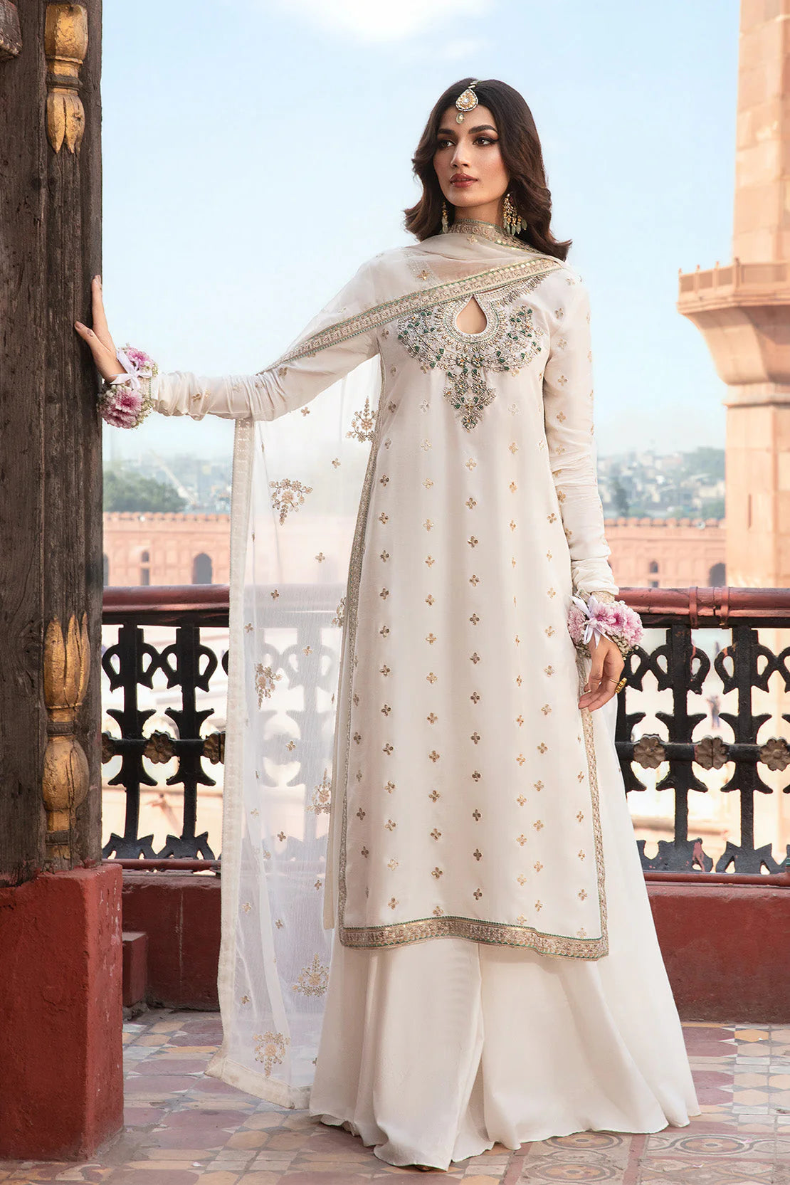 AZURE Heavy Embroidered Chiffon Fancy 3-Pcs