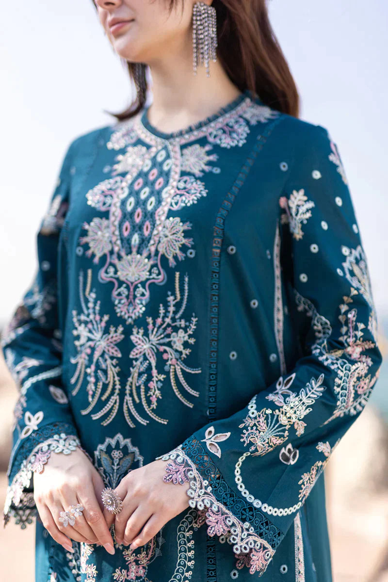 QALAMKAR Dhanak Heavy Embroidered 3-Pcs