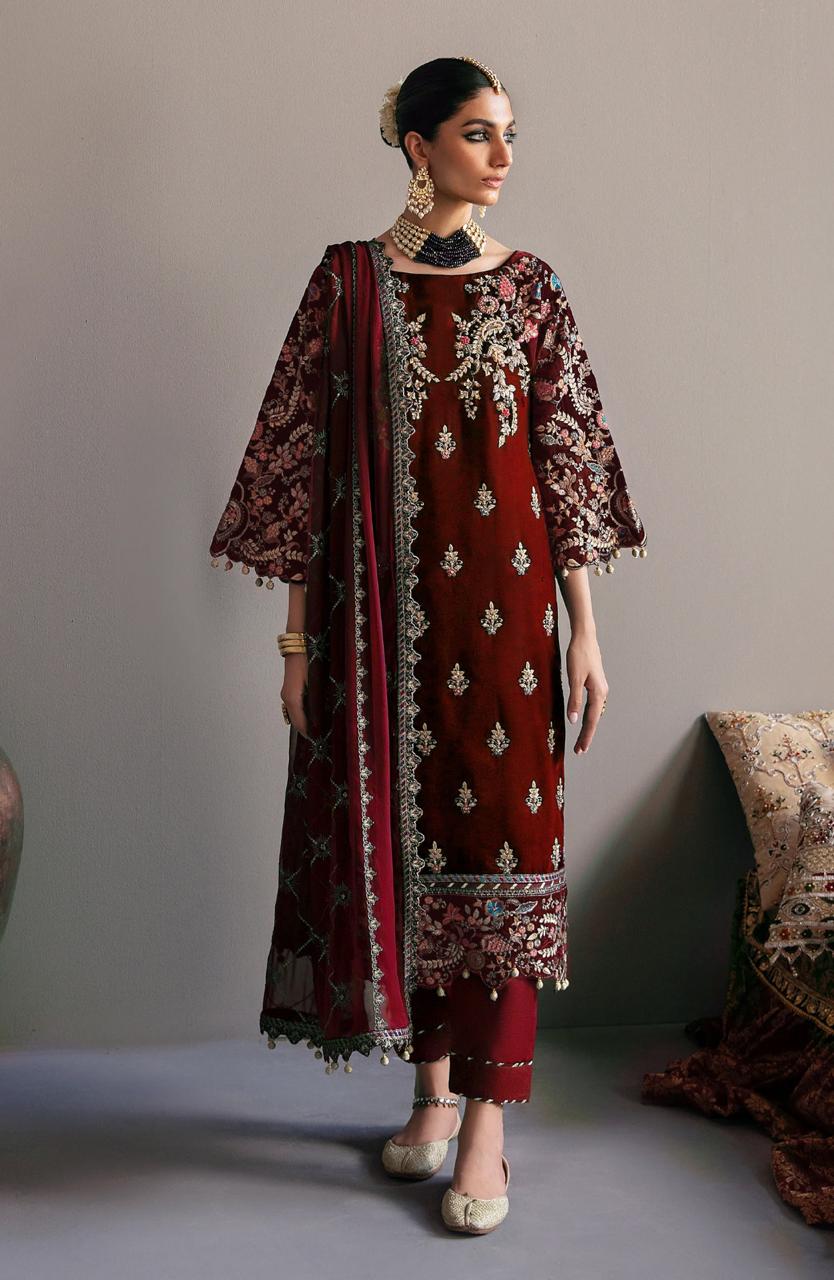 EMAAN ADEEL Satin Silk Wedding 3-Pcs