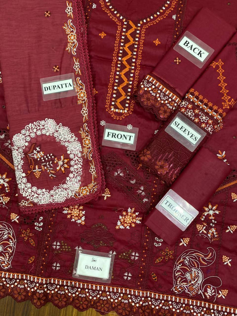 QALAMKAR Heavy Embroidered 3-Pcs Suit
