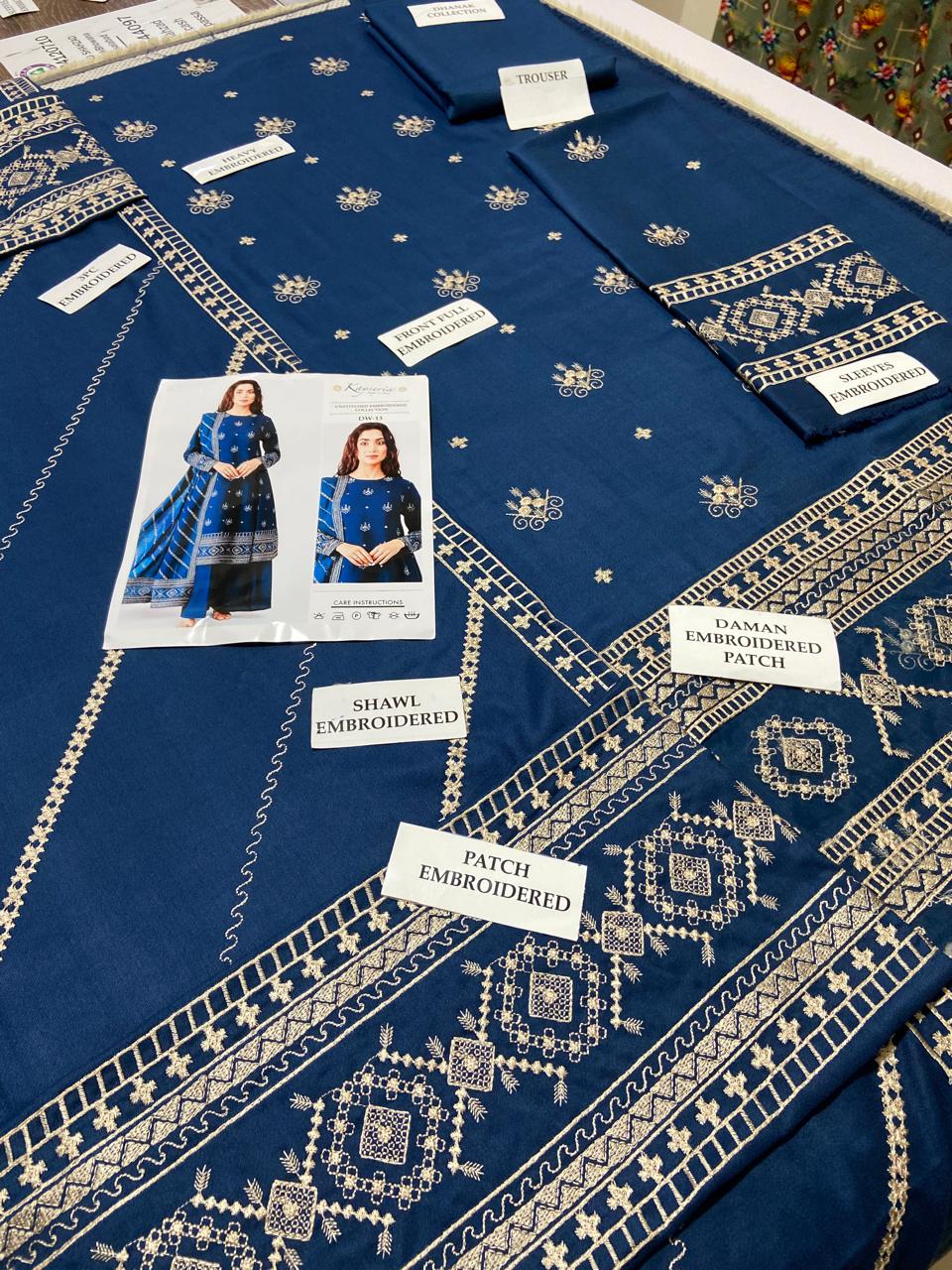 BREEZE Luxury Embroidered Dhanak 3-Pc Suit