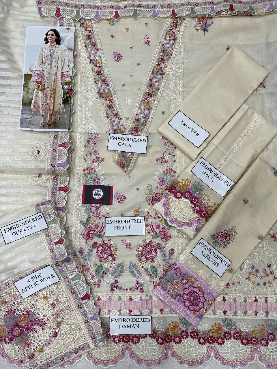 SAPHIRE-LAMINA Heavy Embroidered 3-Pcs Suit