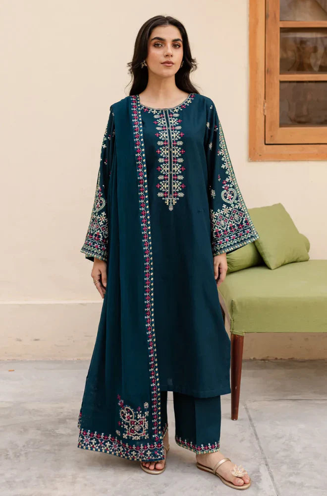BATIK Embroidered Shirt with Chiffon Dupatta 3-Pcs