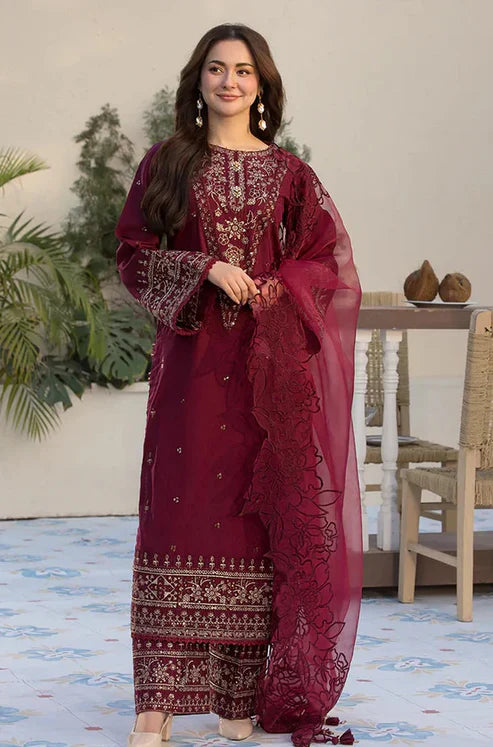 QALAMKAR Luxury Embroidered Dhanak 3-Pcs