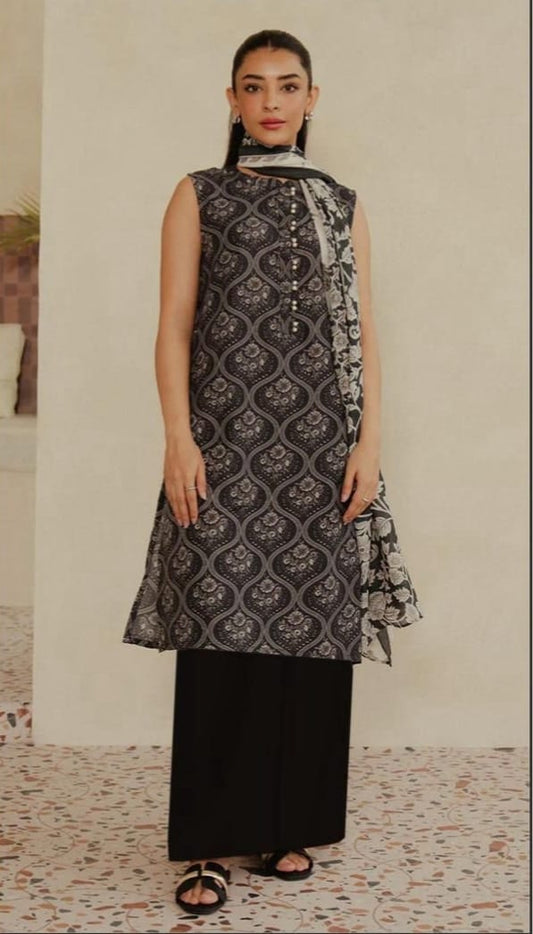 BEECHTREE Printed Lawn 3-Pcs  Suit
