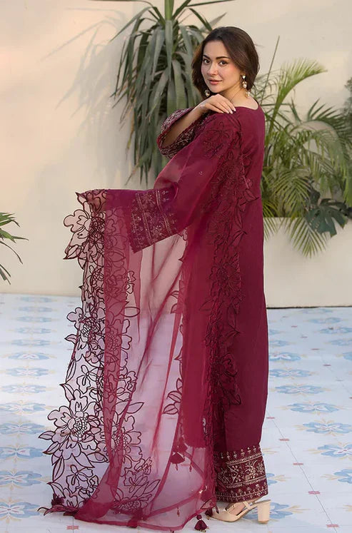 QALAMKAR Luxury Embroidered Dhanak 3-Pcs