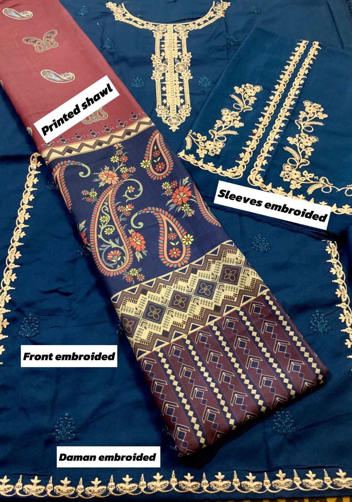 JAZMINE Dhanak Embroidered 3-Pc Suit