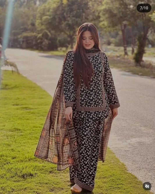 BIN SAEED Stylish Digital Khaddar 3-Pc Suit