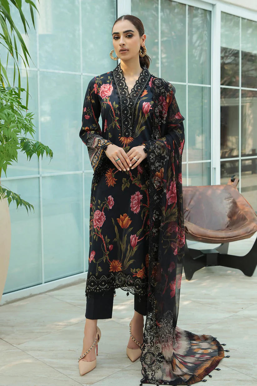 NUREH  Embroidered Dhanak 3-Pc Suit
