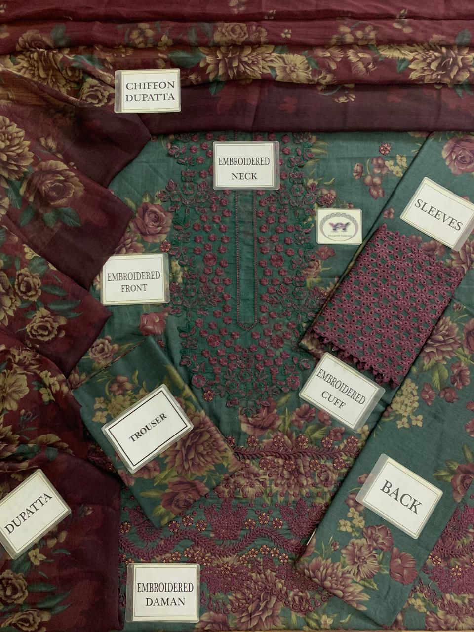 IZNIK Premium printed Embroidered lawn 3-Pcs
