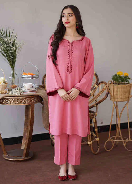ASLING Embroidered Dhanak 3-Pc Suit
