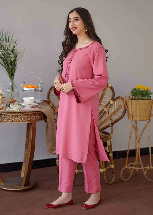ASLING Embroidered Dhanak 3-Pc Suit