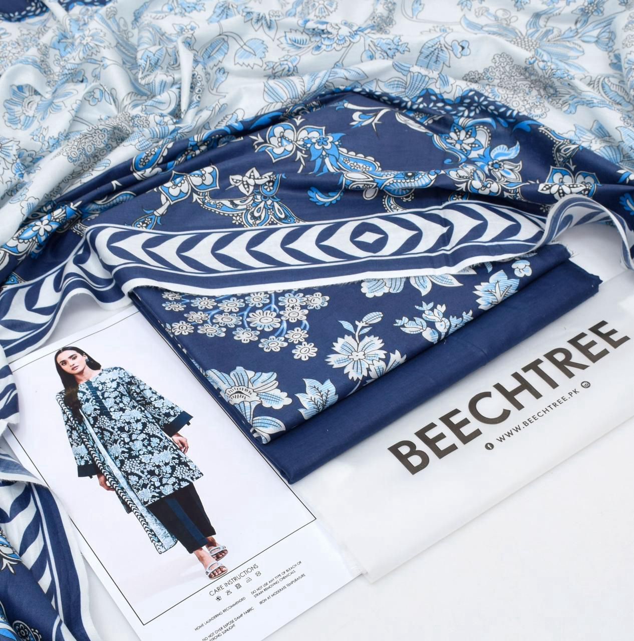 BEECHTREE Printed Lawn 3-Pcs  Suit