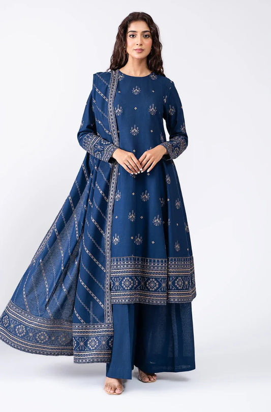 BREEZE Luxury Embroidered Dhanak 3-Pc Suit