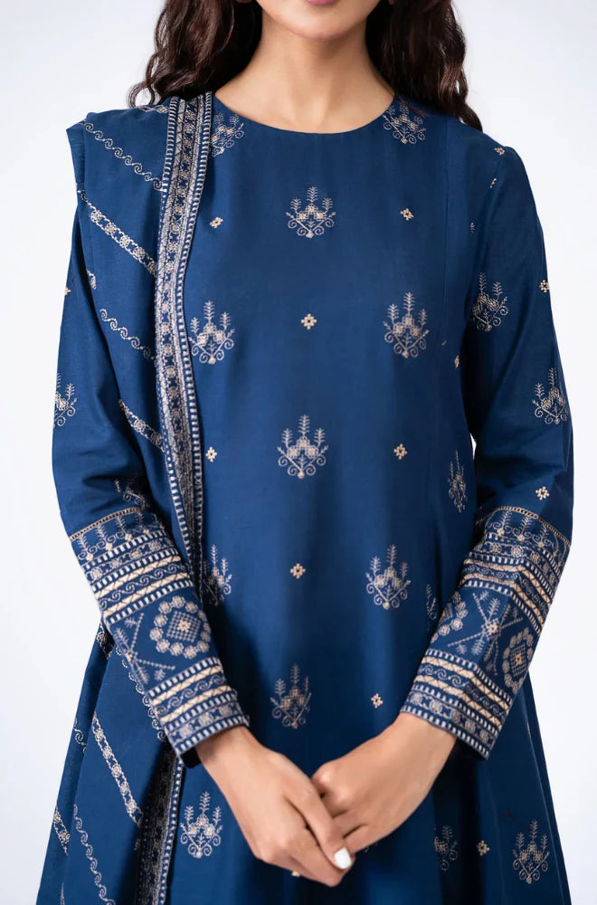 BREEZE Luxury Embroidered Dhanak 3-Pc Suit