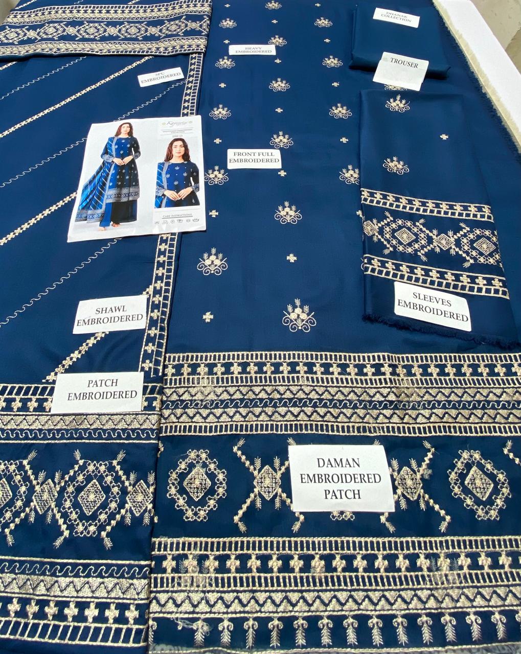 BREEZE Luxury Embroidered Dhanak 3-Pc Suit