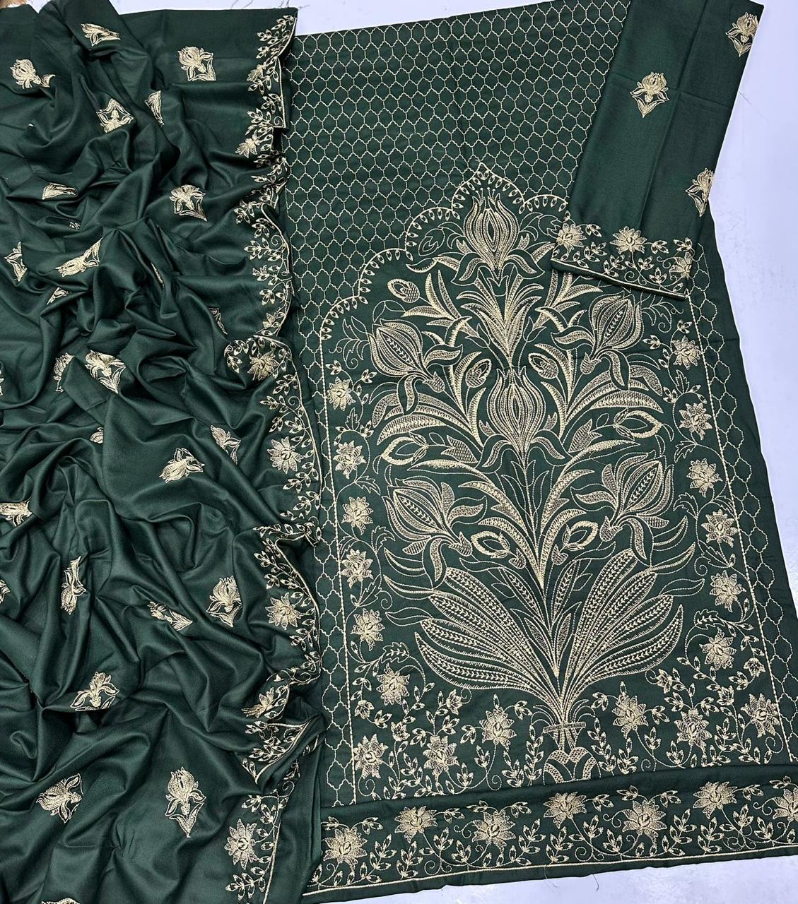 BAREEZE Luxury Embroidered Dhanak 3-Pcs