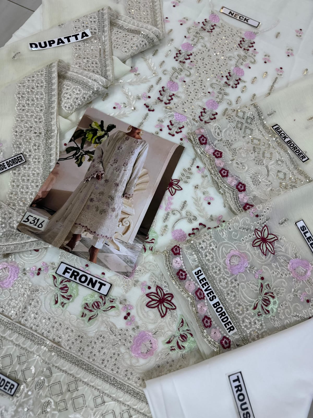 EMAN ADEEL Chiffon Heavy Embroidered 3-Pcs
