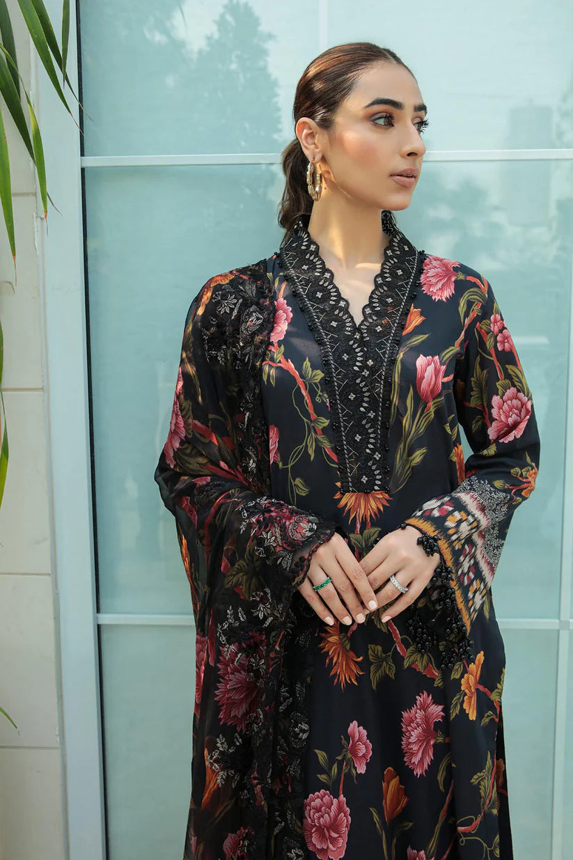 NUREH  Embroidered Dhanak 3-Pc Suit