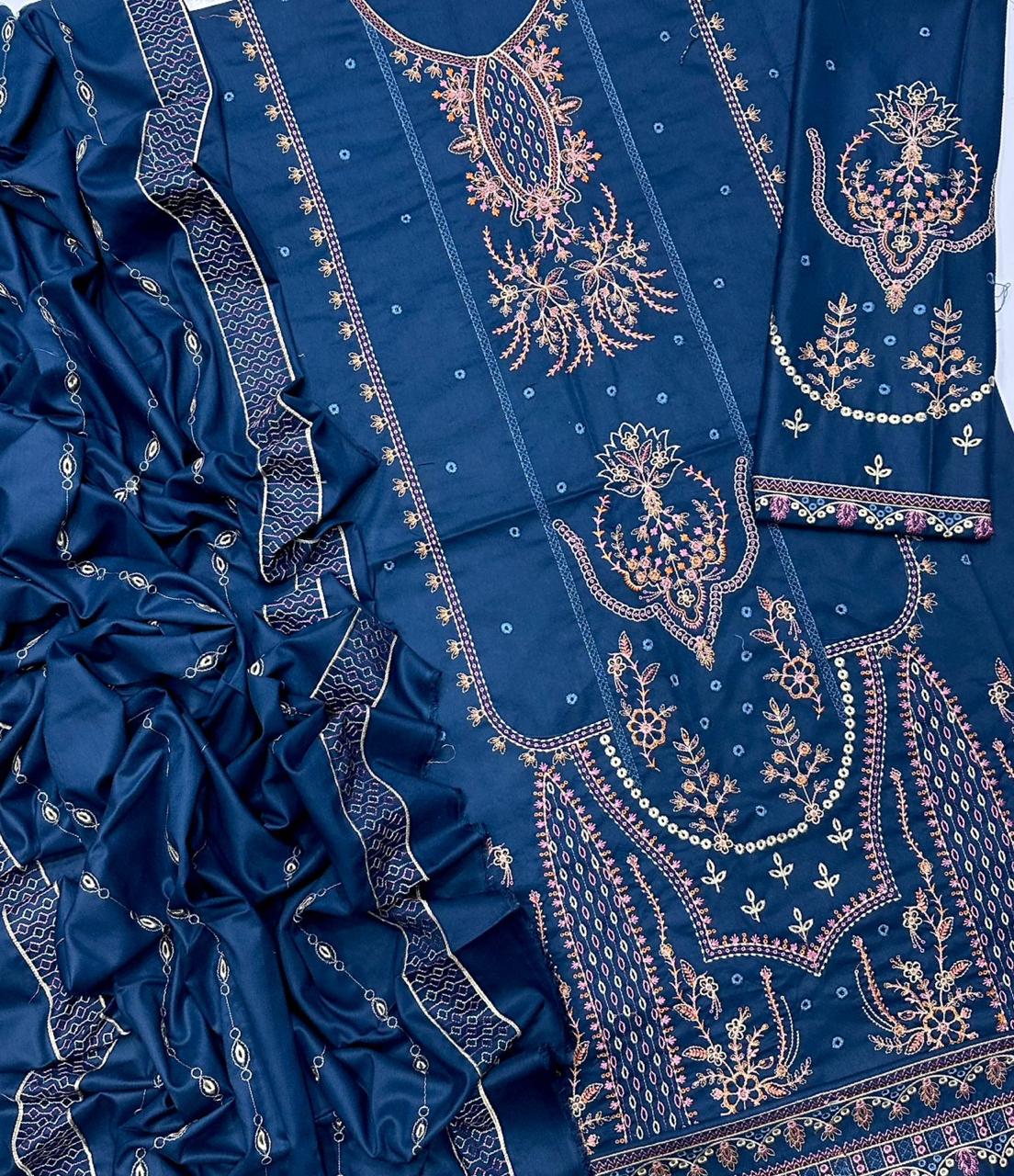 QALAMKAR Dhanak Heavy Embroidered 3-Pcs
