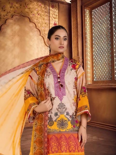 GUL AHMED -3PC Unstitched Printed Suit