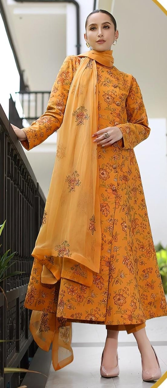 BAREEZE Dhanak Luxury Embroidered 3-Pcs