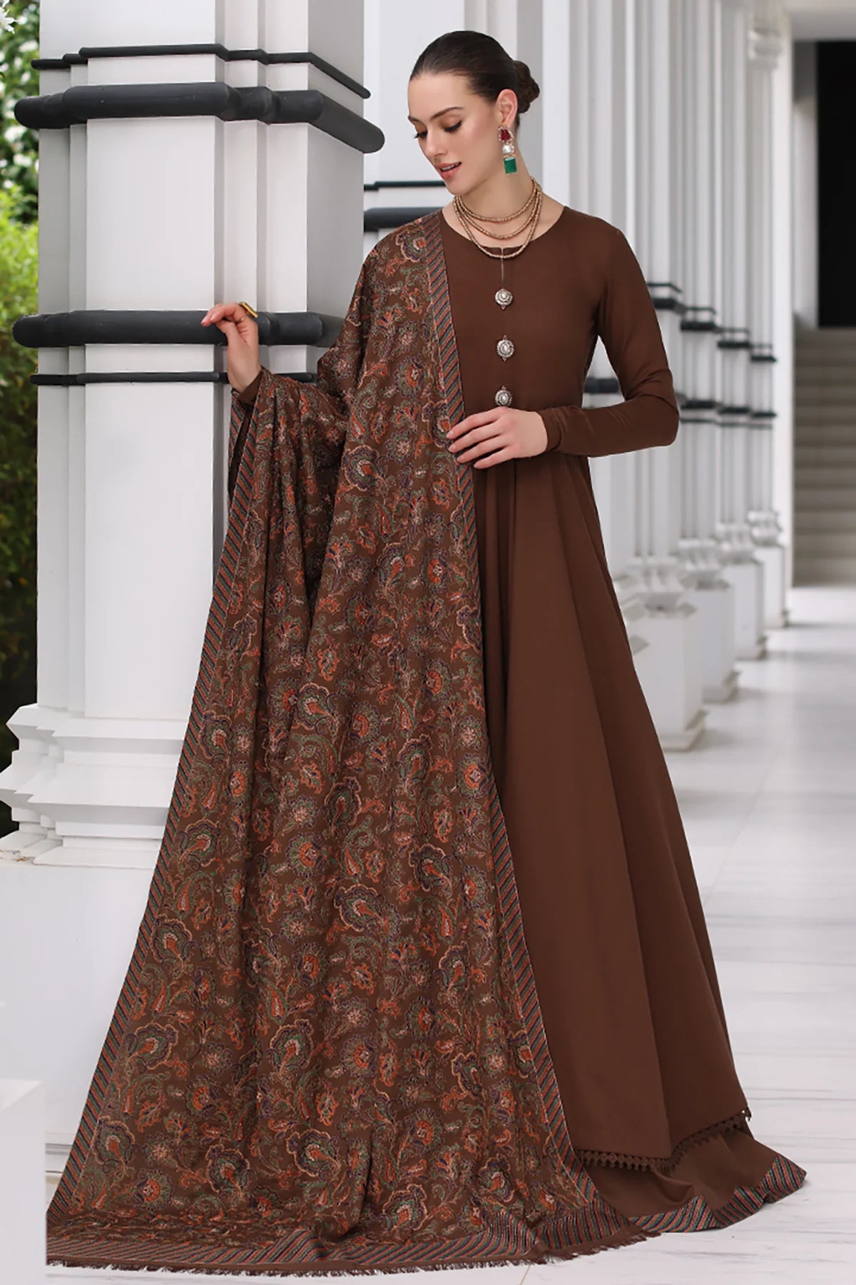 BREEZE Luxury Embroidered Dhanak 3-Pc Suit