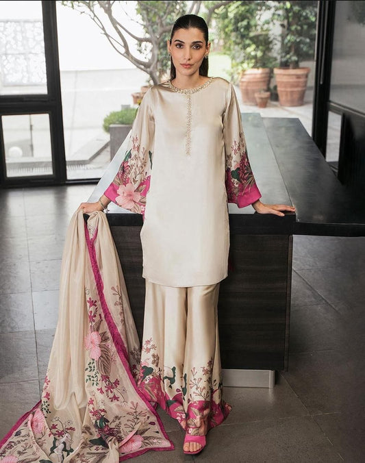 LULU SAR Silk Printed 3-Pc Suit
