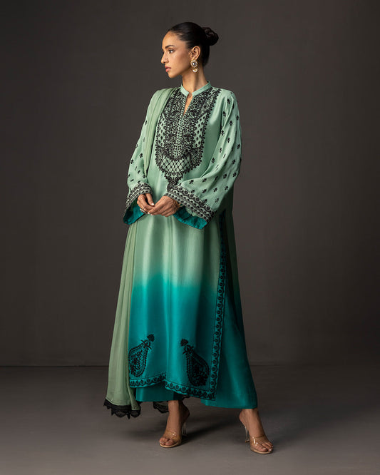 Zainab Chottani - Embroidered Silk 3-Pcs Suit