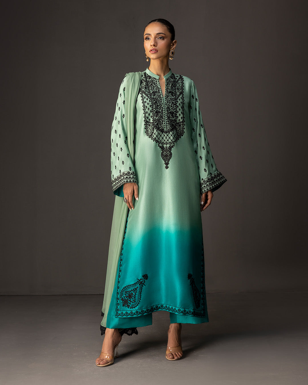 Zainab Chottani - Embroidered Silk 3-Pcs Suit