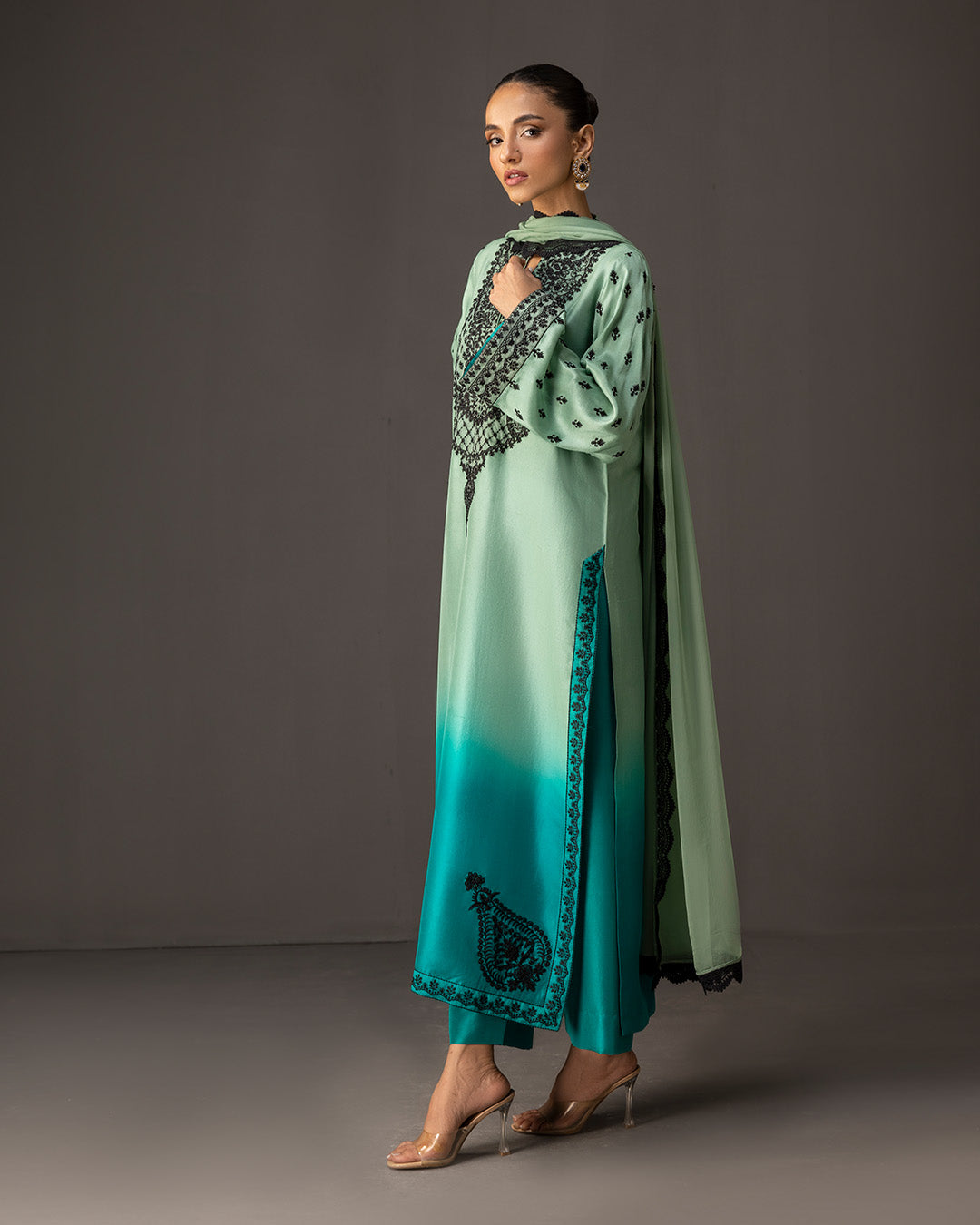 Zainab Chottani - Embroidered Silk 3-Pcs Suit