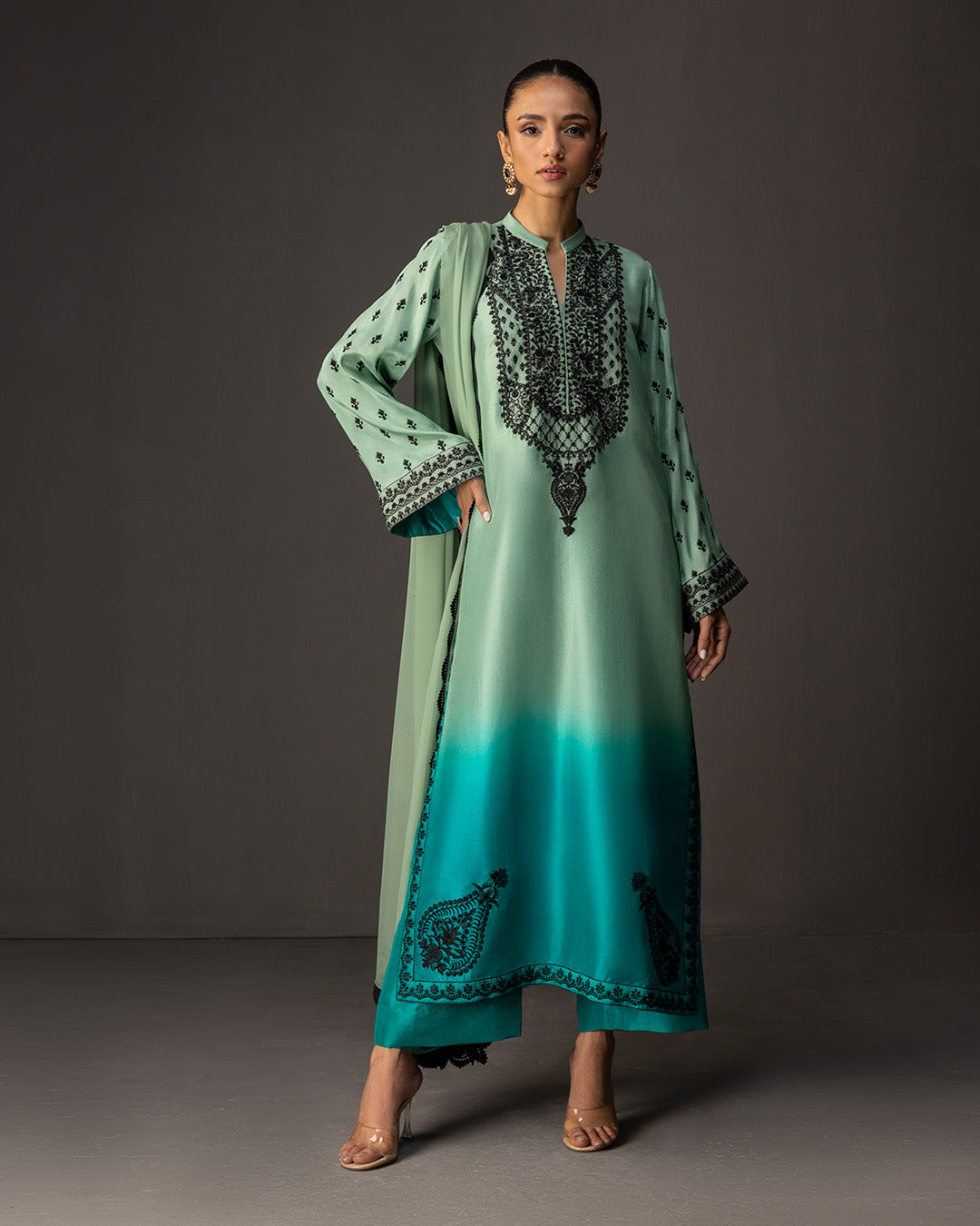 Zainab Chottani - Embroidered Silk 3-Pcs Suit